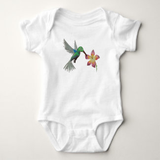Delicately Hand Drawn Bird and Flower Baby Bodysuit