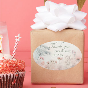 Delicaticate Queen Anne's Lace Wedding Thank-you Oval Sticker