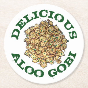 Delicious Aloo Gobi Indian Food Cauliflower Curry Round Paper Coaster