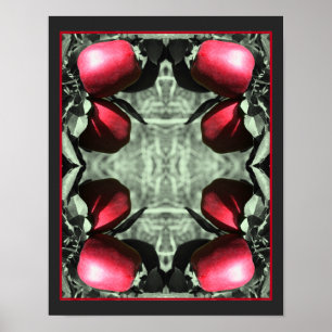 Delicious Apples On Tree Partial Colour Abstract Poster
