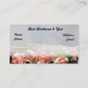 Delicious Barbecued Meat Skewers Business Card