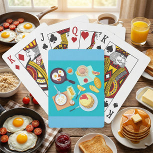 Delicious Breakfast Pancakes Eggs Coffee  Playing Cards