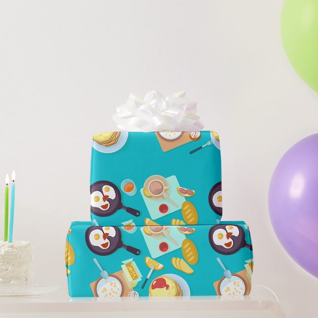 Delicious Breakfast Pancakes Eggs Coffee  Wrapping Paper (Creator Uploaded)