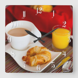 Delicious breakfast square wall clock