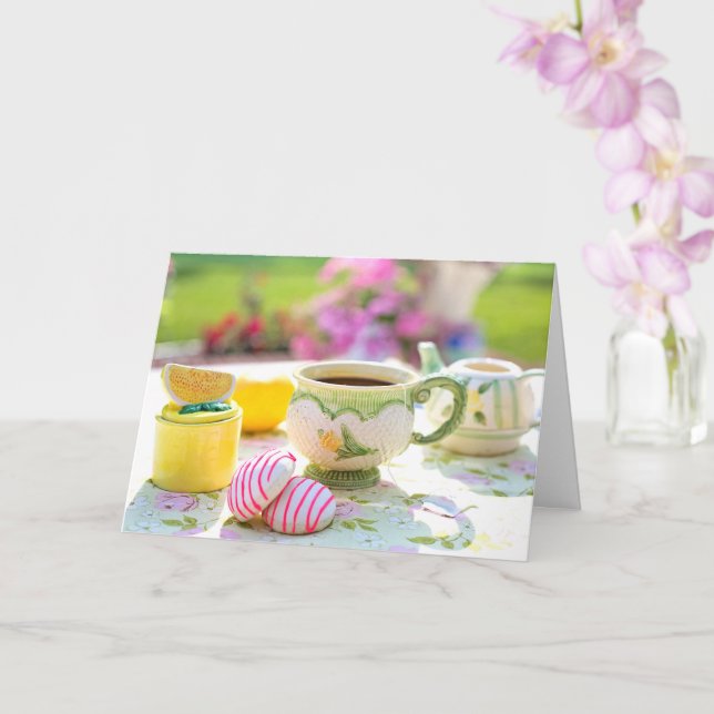 Delicious Breakfast Tea Party Lemon Drink Card (Orchid)