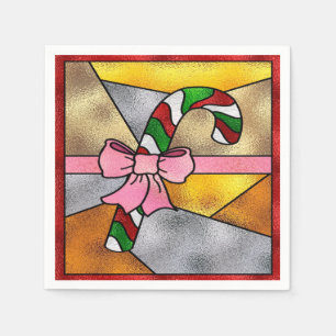 Delicious Candycane & Pink Bow Napkin