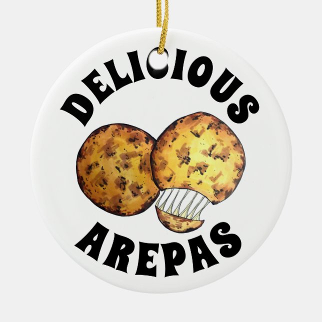 Delicious Cheese Maize Arepas South American Food Ceramic Tree Decoration (Front)