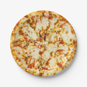 Delicious Cheese Pizza Paper Plate