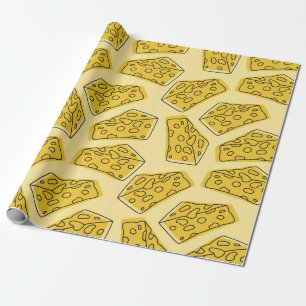 delicious cheese seamless pattern isolated in yell wrapping paper