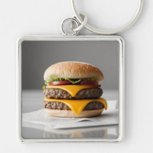 Delicious Cheeseburger on Tissues Key Ring