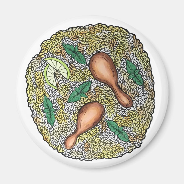 Delicious Chicken Biryani Indian Food Cuisine Magnet (Front)