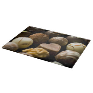 Delicious chocolate pralines cutting board