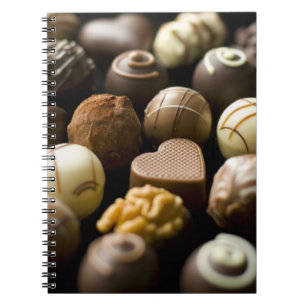 Delicious chocolate pralines spiral notebook