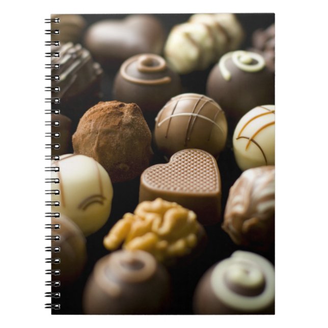 Delicious chocolate pralines spiral notebook (Front)