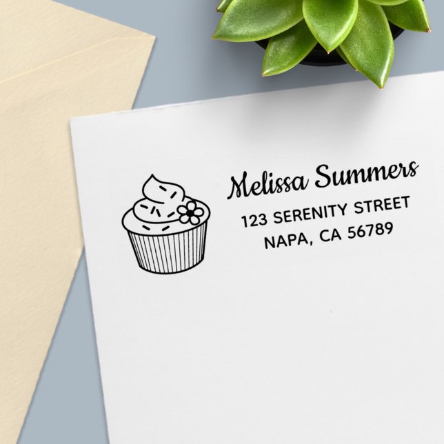 Delicious Cupcake with Frosting Address Self-inking Stamp (Creator Uploaded)