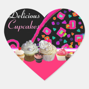 DELICIOUS CUPCAKES BIRTHDAY PARTY Heart Sticker