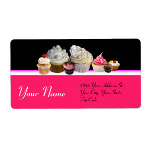 DELICIOUS CUPCAKES DESERT SHOP, Pink Black Fuchsia