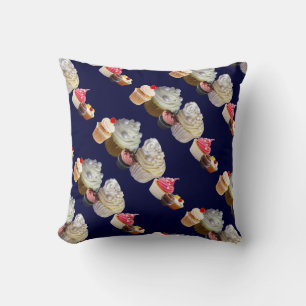 DELICIOUS CUPCAKES DESERT SHOP, Pink Black Fuchsia Cushion