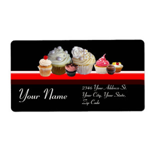 DELICIOUS CUPCAKES DESERT SHOP, Pink Black Red