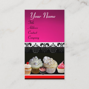 DELICIOUS CUPCAKES DESERT SHOP, Pink Purple Violet Business Card