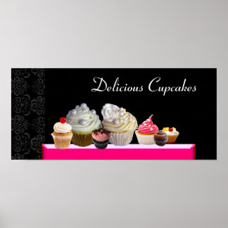 DELICIOUS CUPCAKES DESERT SHOP, Pink Purple Violet Poster