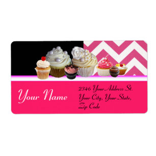 DELICIOUS CUPCAKES DESERT SHOP, Pink White Chevron