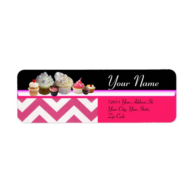 DELICIOUS CUPCAKES DESERT SHOP, Pink White Chevron (Front)