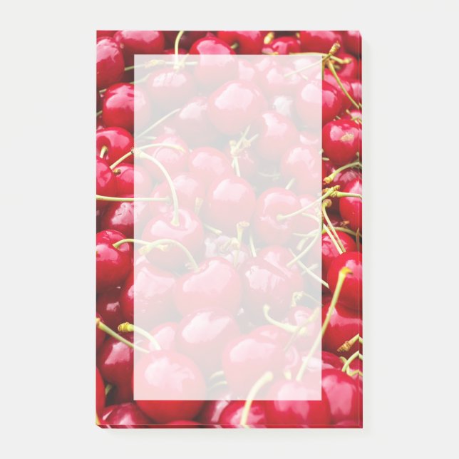 delicious cute red cherry fruits photograph post-it notes (Front)