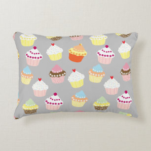 Delicious Decorated Birthday Cupcakes Accent Pillo Decorative Cushion