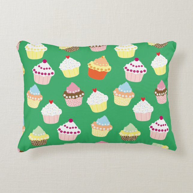 Delicious Decorated Birthday Cupcakes Accent Pillo Decorative Cushion (Front)