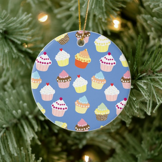Delicious Decorated Birthday Cupcakes Ceramic Tree Decoration (Tree)