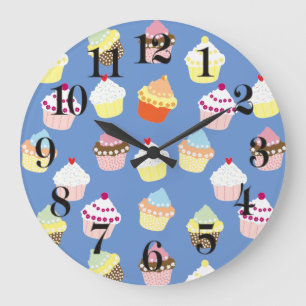 Delicious Decorated Birthday Cupcakes Large Clock