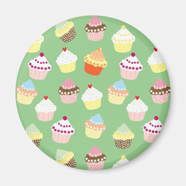 Delicious Decorated Birthday Cupcakes Magnet (Front)