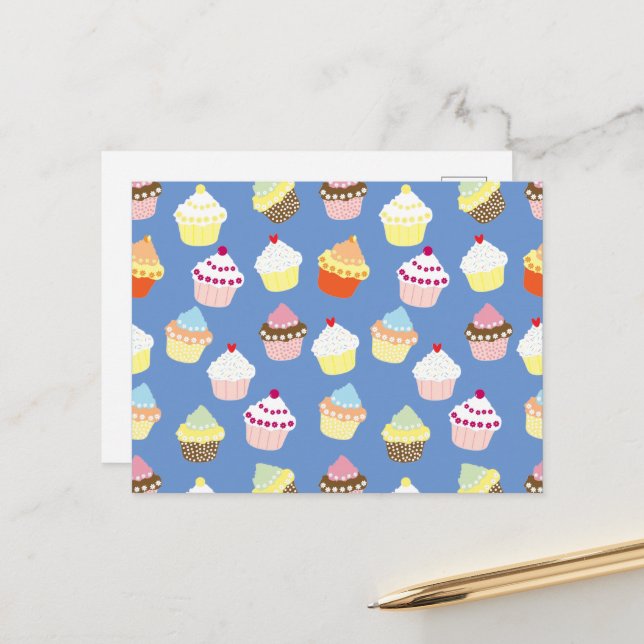 Delicious Decorated Birthday Cupcakes Postcard (Front/Back In Situ)
