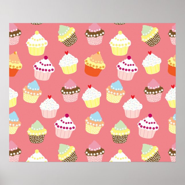 Delicious Decorated Birthday Cupcakes Poster (Front)