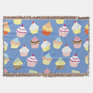 Delicious Decorated Birthday Cupcakes Throw Blanket