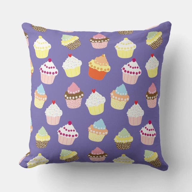 Delicious Decorated Birthday Cupcakes Throw Pillow (Front)