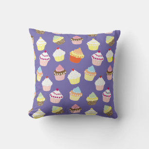 Delicious Decorated Birthday Cupcakes Throw Pillow
