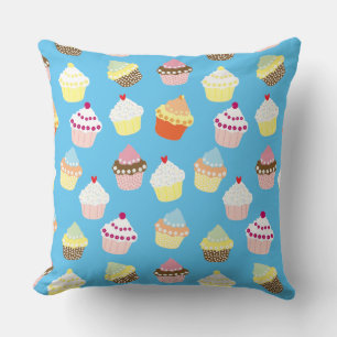 Delicious Decorated Birthday Cupcakes Throw Pillow