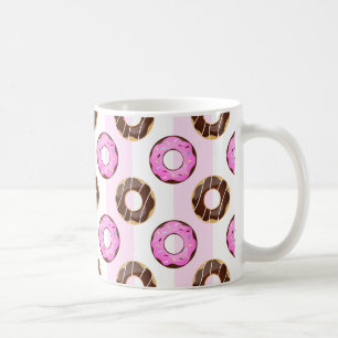 Delicious Doughnuts Pink Stripes Pattern Mug