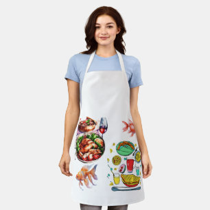 Delicious Duo - Food and Fish Art Design Apron