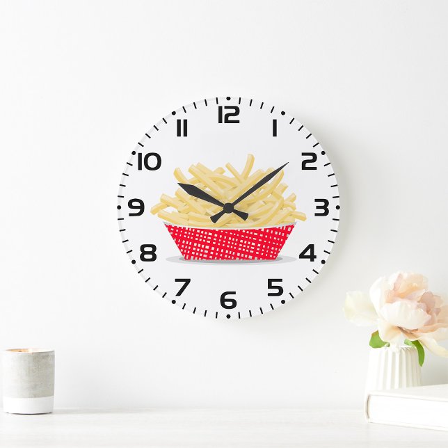 Delicious French Fries Retro Fast Food  Large Clock (Creator Uploaded)