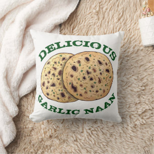 Delicious Garlic Naan Bread Indian Flatbread Food Cushion