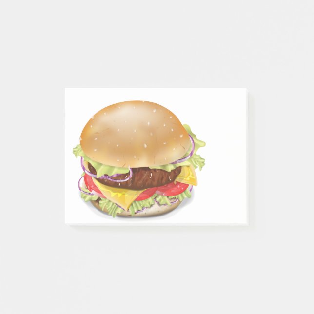Delicious hamburger or cheeseburger. post-it notes (Front)