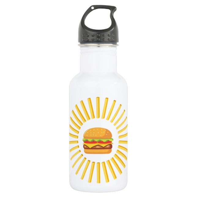 Delicious hamburger with fries 532 ml water bottle (Front)