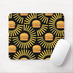 Delicious hamburger with fries mouse pad