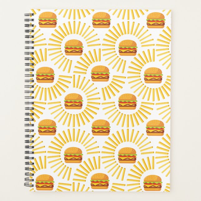 Delicious hamburger with fries planner (Front)