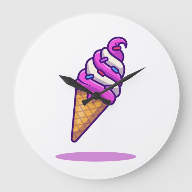 Delicious Ice Cream Cone Treat Large Clock (Front)