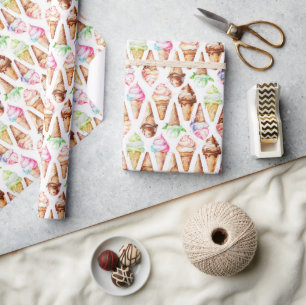 Delicious Ice Cream Cones Wrapping Paper