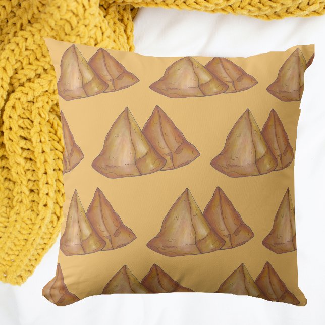 Delicious Indian Food Samosas Fried Samosa Pastry Cushion (Samosa Pillow)